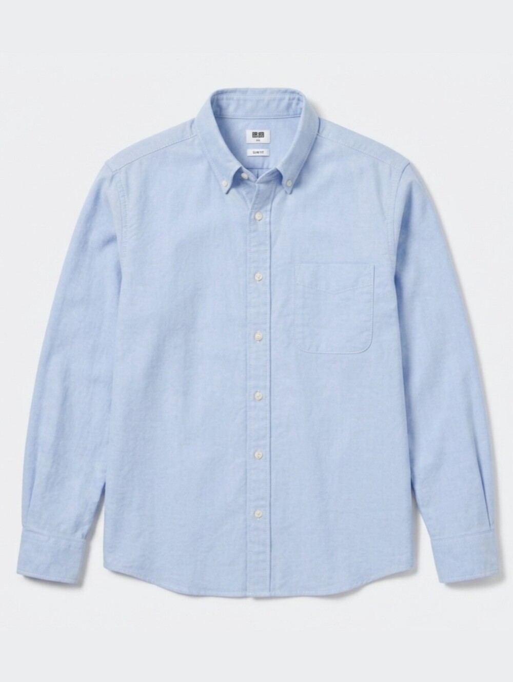 Uniqlo 100% Cotton Blue Oxford Slim Fit Shirt Button Down Collar Men's/Unisex